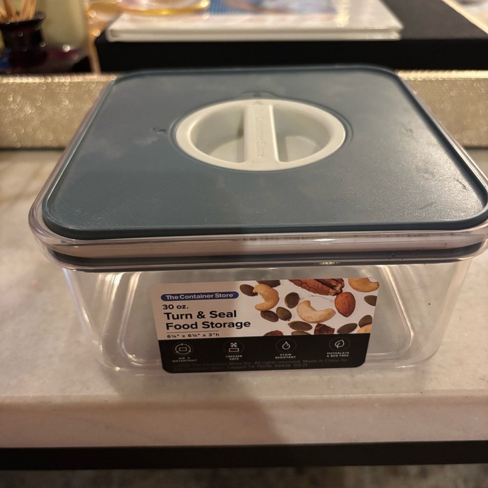 The Container Store Turn & Seal Airtight Food Storage Gray and Clear 30 oz